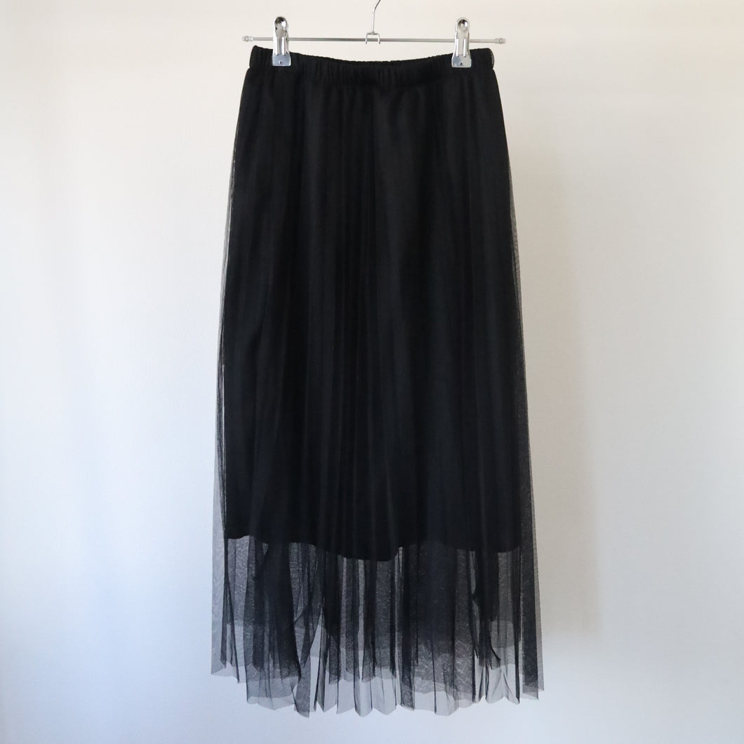 black lace pleats skirt